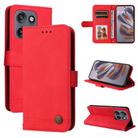 For Motorola Edge 50 Neo / ThinkPhone 25 Skin Feel Life Tree Metal Button Leather Phone Case(Red) - 1