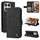For Motorola Edge 50 Ultra / X50 Ultra Skin Feel Life Tree Metal Button Leather Phone Case(Black) - 1