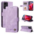 For Motorola Moto G04 / G04s / G24 / E14 Skin Feel Life Tree Metal Button Leather Phone Case(Purple) - 1