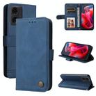 For Motorola Moto G04 / G04s / G24 / E14 Skin Feel Life Tree Metal Button Leather Phone Case(Blue) - 1