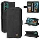For Motorola Moto G05 / E15 Skin Feel Life Tree Metal Button Leather Phone Case(Black) - 1