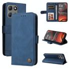For Motorola Moto G15 / G15 Power Skin Feel Life Tree Metal Button Leather Phone Case(Blue) - 1