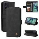 For Motorola Moto G35 Skin Feel Life Tree Metal Button Leather Phone Case(Black) - 1