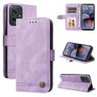For Motorola Moto G55 Skin Feel Life Tree Metal Button Leather Phone Case(Purple) - 1