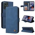 For Motorola Moto G55 Skin Feel Life Tree Metal Button Leather Phone Case(Blue) - 1