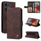 For Motorola Moto G75 5G Skin Feel Life Tree Metal Button Leather Phone Case(Brown) - 1