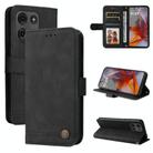 For Motorola Moto G75 5G Skin Feel Life Tree Metal Button Leather Phone Case(Black) - 1