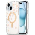 For iPhone 15 Plus Dual-side Laminating IMD MagSafe Phone Case(Pink and White Daisy) - 1