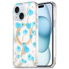 For iPhone 15 Plus Dual-side Laminating IMD MagSafe Phone Case(Blue Flowers) - 1