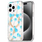 For iPhone 15 Pro Max Dual-side Laminating IMD MagSafe Phone Case(Blue Flowers) - 1