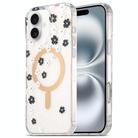 For iPhone 16 Dual-side Laminating IMD MagSafe Phone Case(Black and White Daisy) - 1