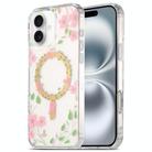 For iPhone 16 Dual-side Laminating IMD MagSafe Phone Case(Pink Flowers) - 1