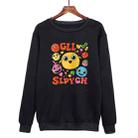 Funny Face Printed Casual Loose Round Neck Sweatshirt Print On Your Demand, Size:XXL(Black) - 1