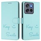 For Motorola Moto G Stylus 5G 2025 Smile Embossing RFID Leather Phone Case(Mint Green) - 2