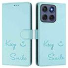 For Motorola Edge 60 Fusion Smile Embossing RFID Leather Phone Case(Mint Green) - 2