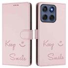 For Motorola Edge 60 Fusion Smile Embossing RFID Leather Phone Case(Pink) - 2