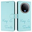 For vivo Y300 5G Smile Embossing RFID Leather Phone Case(Mint Green) - 2