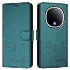 For vivo Y300 5G Smile Embossing RFID Leather Phone Case(Peacock Green) - 2