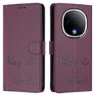 For vivo Y300 5G Smile Embossing RFID Leather Phone Case(Violet) - 2