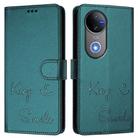 For vivo V50 5G Global Smile Embossing RFID Leather Phone Case(Peacock Green) - 2
