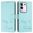 For vivo Y29 4G Global Smile Embossing RFID Leather Phone Case(Mint Green) - 2