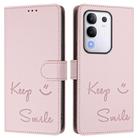 For vivo Y29 4G Global Smile Embossing RFID Leather Phone Case(Pink) - 2