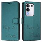 For vivo Y29 4G Global Smile Embossing RFID Leather Phone Case(Peacock Green) - 2