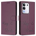 For vivo Y29 4G Global Smile Embossing RFID Leather Phone Case(Violet) - 2