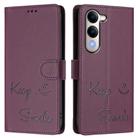 For vivo Y29s 5G / Y04 4G Global Smile Embossing RFID Leather Phone Case(Violet) - 2
