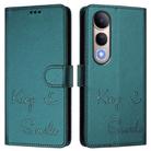 For vivo V50 Lite 5G Smile Embossing RFID Leather Phone Case(Peacock Green) - 2