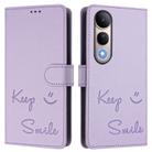 For vivo V50 Lite 5G Smile Embossing RFID Leather Phone Case(Light Purple) - 2