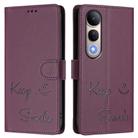For vivo V50 Lite 5G Smile Embossing RFID Leather Phone Case(Violet) - 2