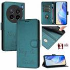 For vivo X200s 5G Smile Embossing RFID Leather Phone Case(Peacock Green) - 1