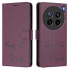 For vivo X200s 5G Smile Embossing RFID Leather Phone Case(Violet) - 2