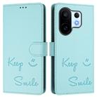 For vivo S30 Pro mini Smile Embossing RFID Leather Phone Case(Mint Green) - 2