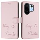 For vivo S30 Pro mini Smile Embossing RFID Leather Phone Case(Pink) - 2
