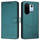 For vivo S30 Pro mini Smile Embossing RFID Leather Phone Case(Peacock Green) - 2
