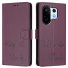 For vivo S30 Pro mini Smile Embossing RFID Leather Phone Case(Violet) - 2