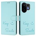 For vivo S30 Smile Embossing RFID Leather Phone Case(Mint Green) - 2