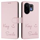 For vivo S30 Smile Embossing RFID Leather Phone Case(Pink) - 2