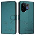 For vivo S30 Smile Embossing RFID Leather Phone Case(Peacock Green) - 2