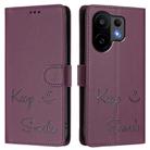 For vivo S30 Smile Embossing RFID Leather Phone Case(Violet) - 2