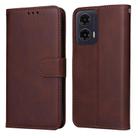 For Motorola Moto G35 Classic Calf Texture Flip Leather Phone Case(Brown) - 1