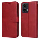 For Motorola Moto G35 Classic Calf Texture Flip Leather Phone Case(Red) - 1