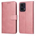 For Motorola Moto G35 Classic Calf Texture Flip Leather Phone Case(Rose Gold) - 1