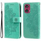 For Motorola Edge 50 Fusion Seven-petal Flowers Embossing Leather Phone Case(Green) - 1