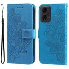 For Motorola Moto G04 / G04s / G24 / E14 Seven-petal Flowers Embossing Leather Phone Case(Blue) - 1