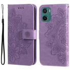 For Motorola Moto G05 / E15 Seven-petal Flowers Embossing Leather Phone Case(Light Purple) - 1