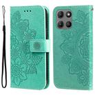 For Motorola Moto G15 / G15 Power Seven-petal Flowers Embossing Leather Phone Case(Green) - 1