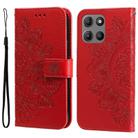 For Motorola Moto G15 / G15 Power Seven-petal Flowers Embossing Leather Phone Case(Red) - 1